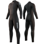 חליפת גלישה ארוכה 3/2 מ"מ לגברים Mystic Brand בצבע שחור, מבט קדמי ואחורי