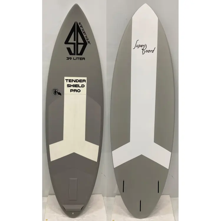גלשן סופט היברידי Super Boards Tender Shield PRO 6'2" בצבע אפור - מבט על החלק העליון והתחתון