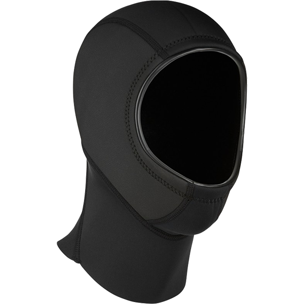 כובע גלישה שחור מדגם Mystic Star Hood בעובי 2 מ"מ על רקע לבן