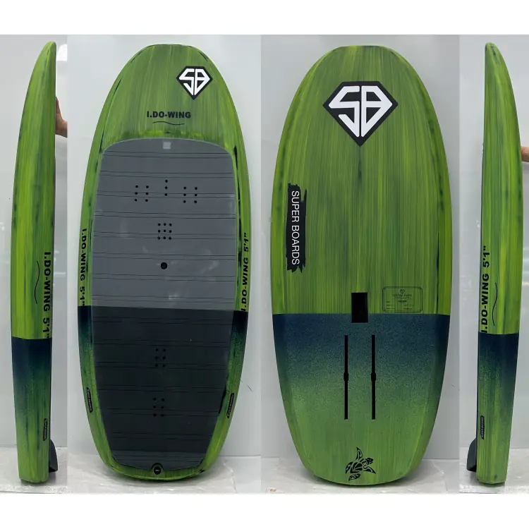גלשן ווינג פויל Super Boards I.DO-WING בצבע ירוק, מבט על, תחתית וצד.