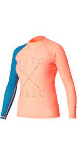 חולצת לייקרה לנשים Mystic Medina בגווני קורל וכחול עם שרוולים ארוכים