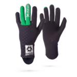 זוג כפפות גלישה שחורות Mystic Merino Lining עם אצבעות ירוקות