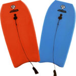 גלשן בוגי Super Boards בצבעים כתום וכחול עם ליש גלשן בוגי Super Boards בצבעים כתום וכחול עם ליש