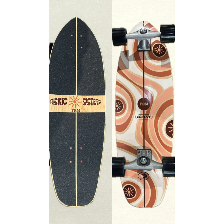 סרף סקייט Carver Rising Sisters 30.75 CX עם גרפיקת רטרו בצבעי אדמה