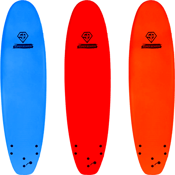 גלשן סופט למתחילים של Super Boards בשלושה צבעים - כחול, אדום וכתום