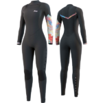 חליפת גלישה לנשים Mystic Jayde 3/2mm עם רוכסן קדמי בצבע אפור ושרוולים צבעוניים