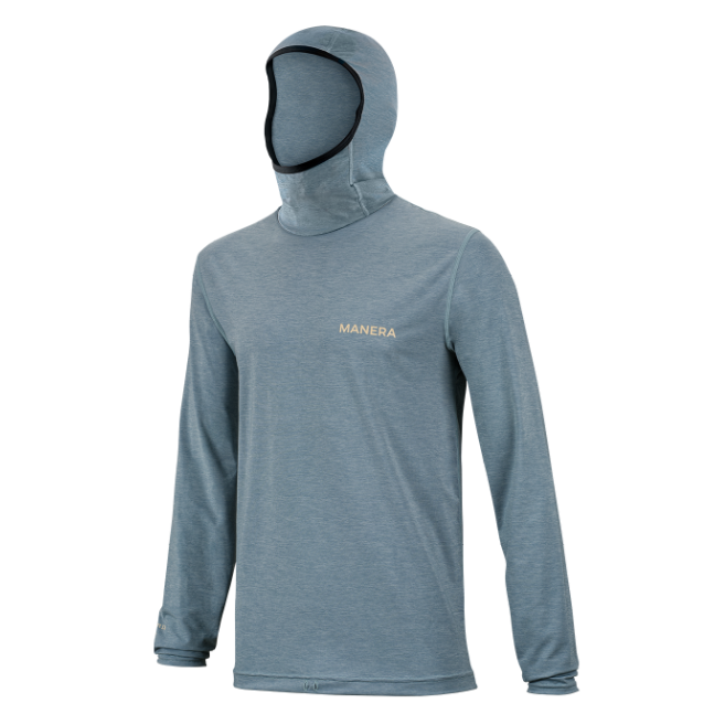 חולצת גלישה אפורה עם כובע Manera Sunshell Hooded LS ושרוולים ארוכים